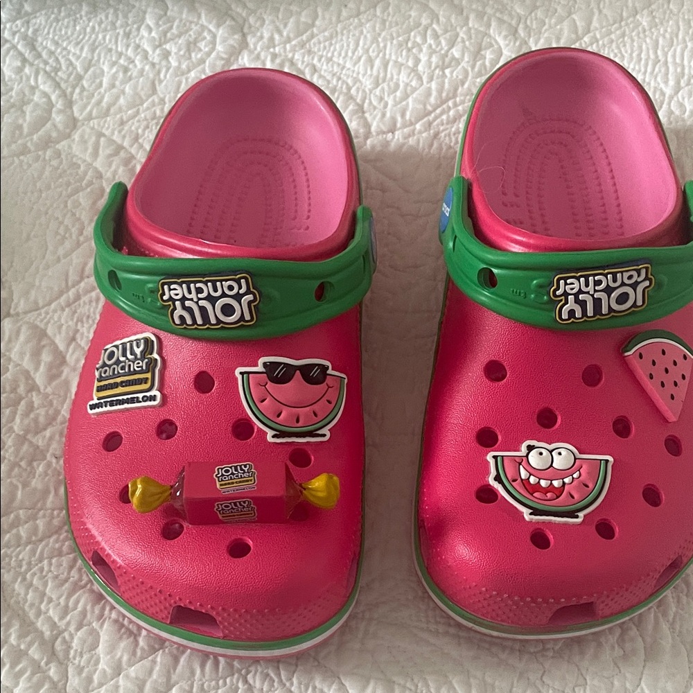 CROCS Kids Watermelon Pink and Green Jolly Rancher